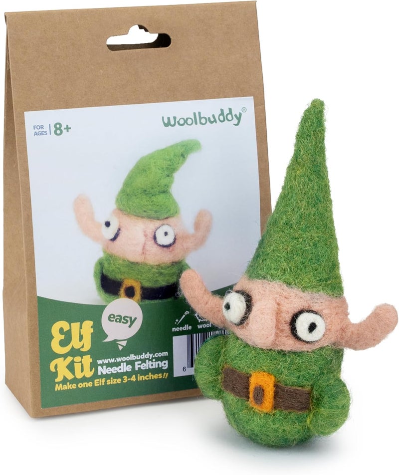 Woolbuddy Needle Felting Kit - Elf Christmas, Complete Felting Kit for Beginners & Adults, Includes Needle Felting Supplies, Felting Mat, Felting Wool, and Felting Needles for Crafting Fun - Image 1